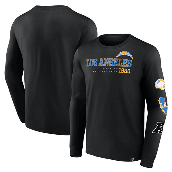 Los Angeles Chargers Black High Whip Pitcher Long Sleeve T-Shirt